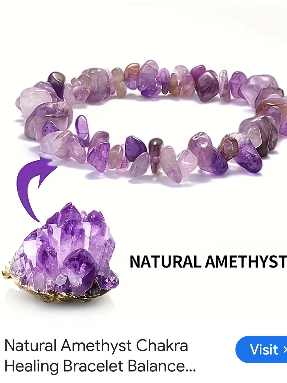 #2678**Amethyst Chip Bracelet - Purple Healing Stone